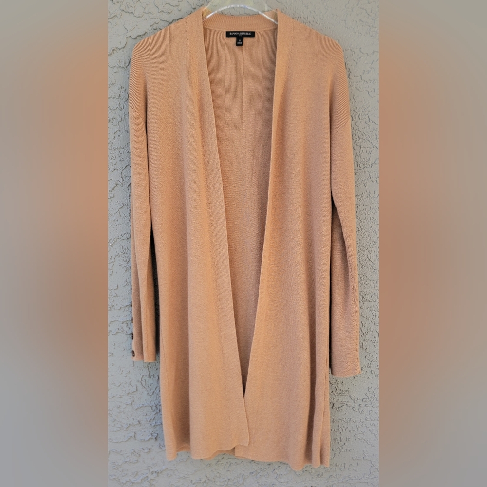 Banana Republic Long Open Front Cardigan in Camel - Picture 8 of 11